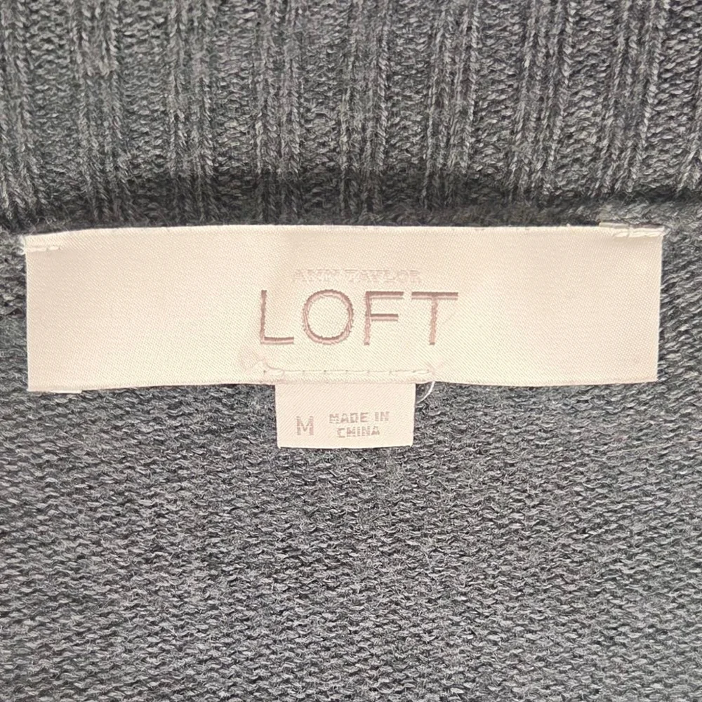 Women's LOFT Gray Open Front Cardigan Sweater M - Picture 4 of 8